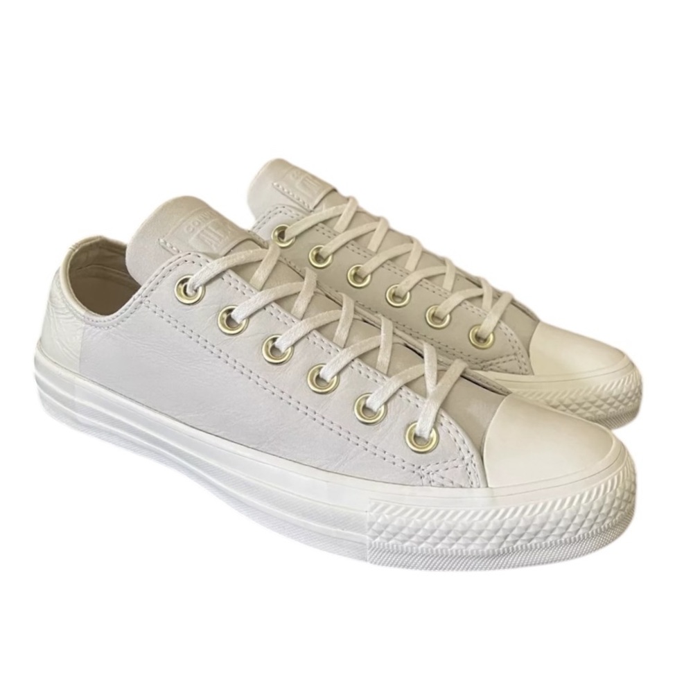 Converse Women's All Star Sneakers Color Block Nubuck Ox in Cream Leather